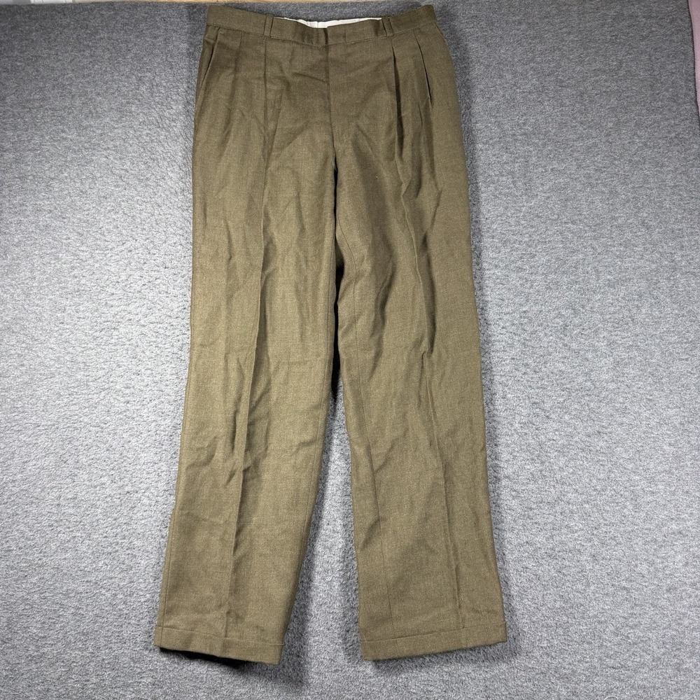 Vintage Moores Wool Pleated Cuffed Chino Pants Mens Size 32X32 Olive Green